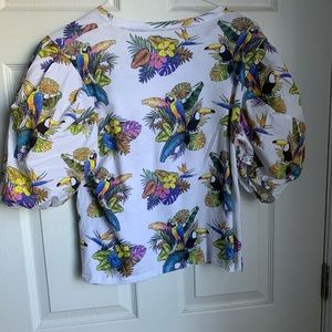 Zara!!! Jungle Print Puff Sleeve Shirt